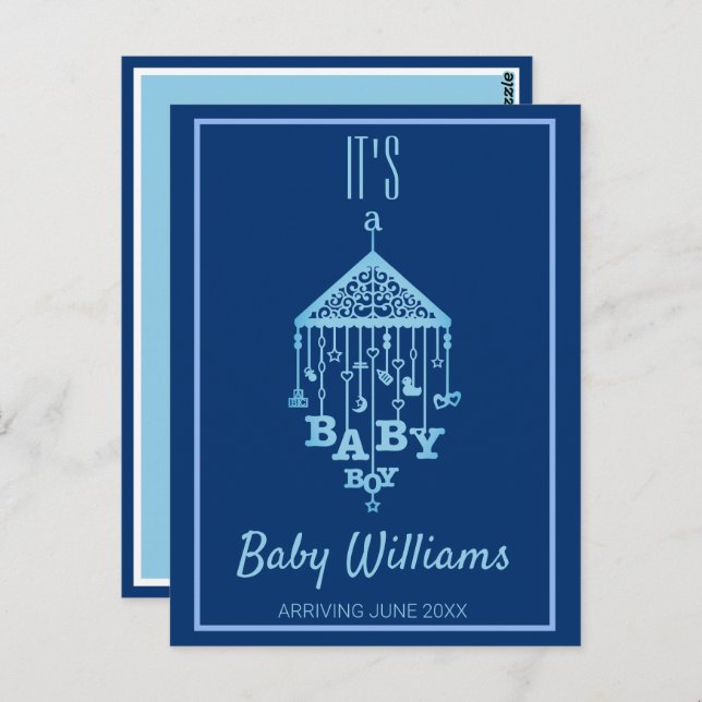 Cartão Postal É um anúncio de gravidez azul do Baby Boy (Frente/Verso)