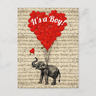 Cartão Postal É um elefante menino e coração de amor