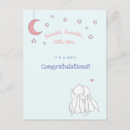 Cartão Postal É um menino! Parabéns - Coelhos Cuxos