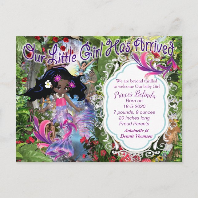 Cartão Postal É uma garota - um cartão-postal de sereia de fada (Frente)