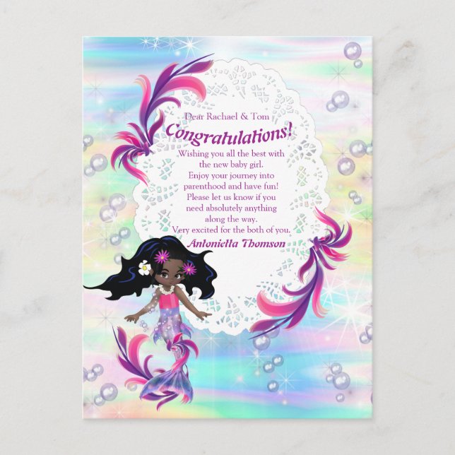 Cartão Postal É uma garota - uma sereia bebê (Frente)