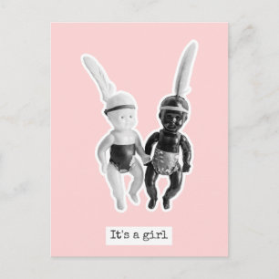 Cartão Postal É uma menina - Bonecas Índias Preto e Branco