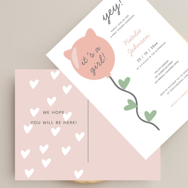 Cartão Postal É Uma Menina! Chuveirinho Boho Aniversário do Bebê (Criador carregado)