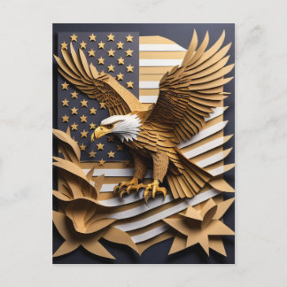 Cartão Postal Eagle 3D Paper Art Design T-shirt
