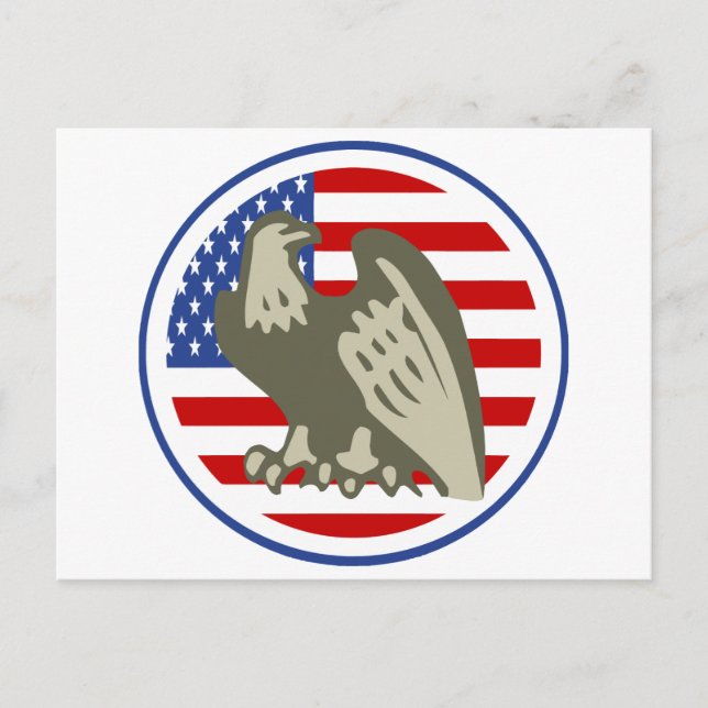 Cartão Postal Eagle American Flag (Frente)
