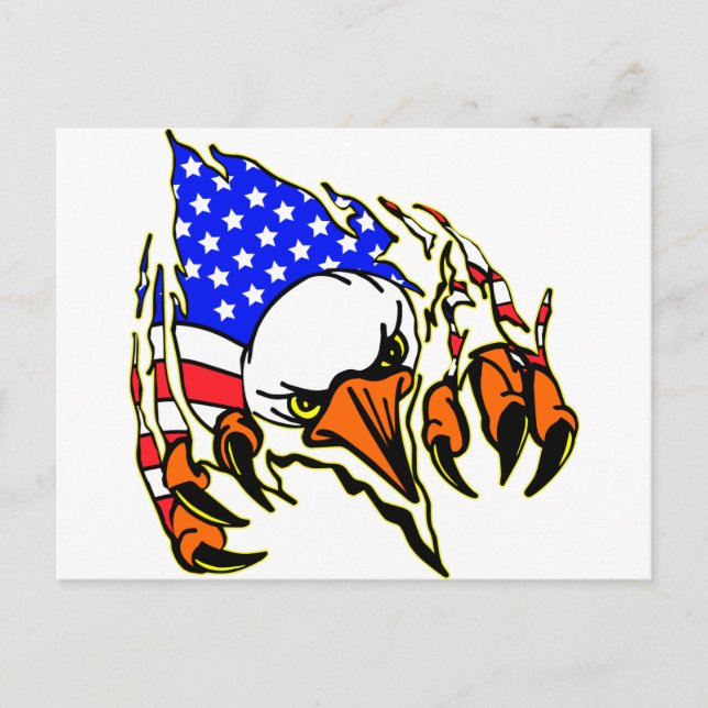 Cartão Postal Eagle Tearout Com Bandeira Americana (Frente)