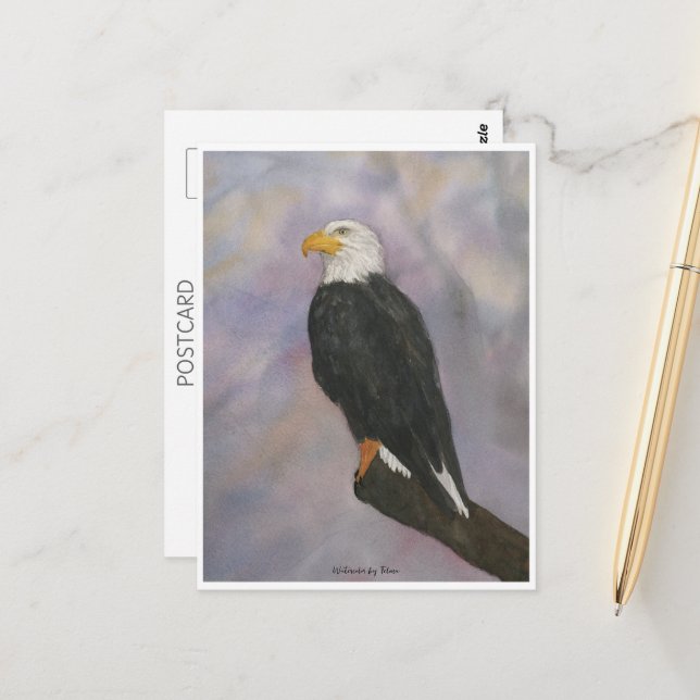 Cartão Postal Eagle Watercolor (Frente/Verso In Situ)
