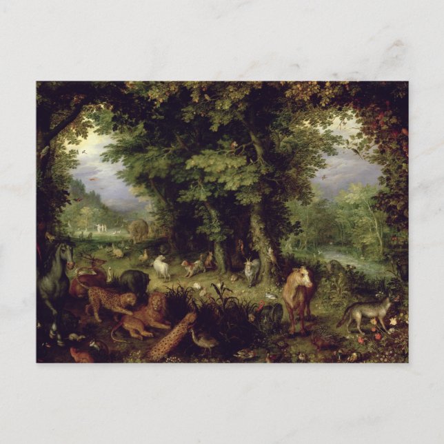 Cartão Postal Earth ou The Earthly Paradise, 1607-08 (petróleo s (Frente)
