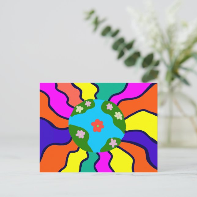Cartão Postal Earth Retro Vibes Art (Em pé/Frente)