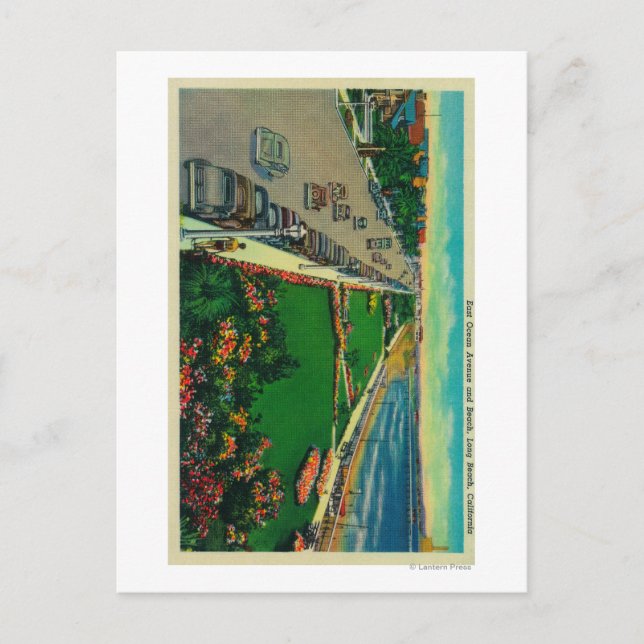 Cartão Postal East Ocean Avenue and BeachLong Beach, CA (Frente)