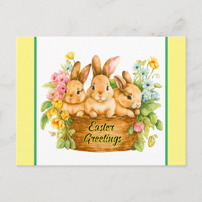 Cartão Postal Easter Bunny Saudações (Frente)