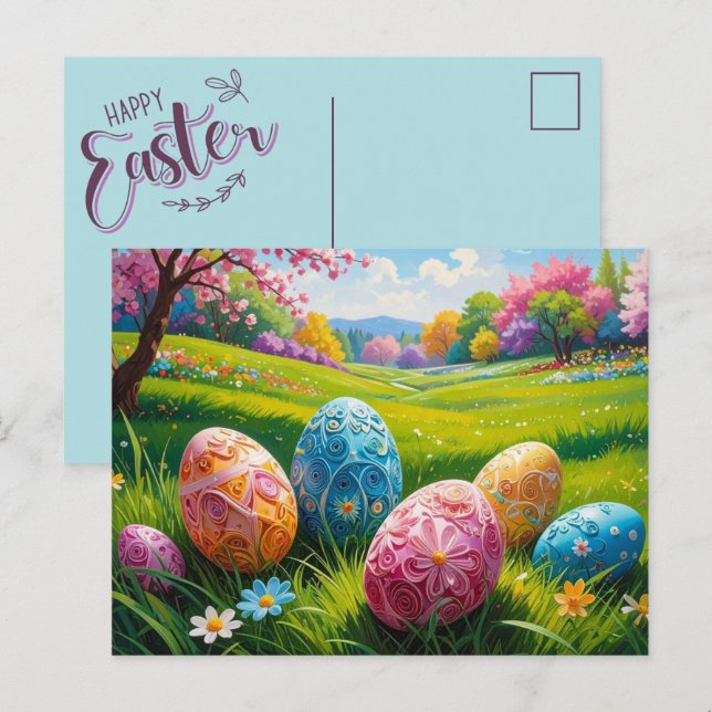 Cartão Postal Easter Egg Art Postcard (Frente/Verso)
