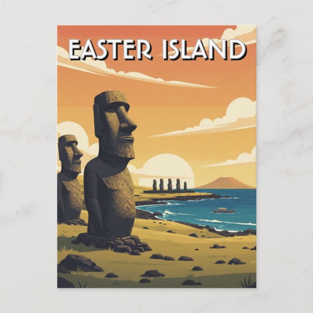Cartão Postal Easter Island Chile Moai Travel (Frente)