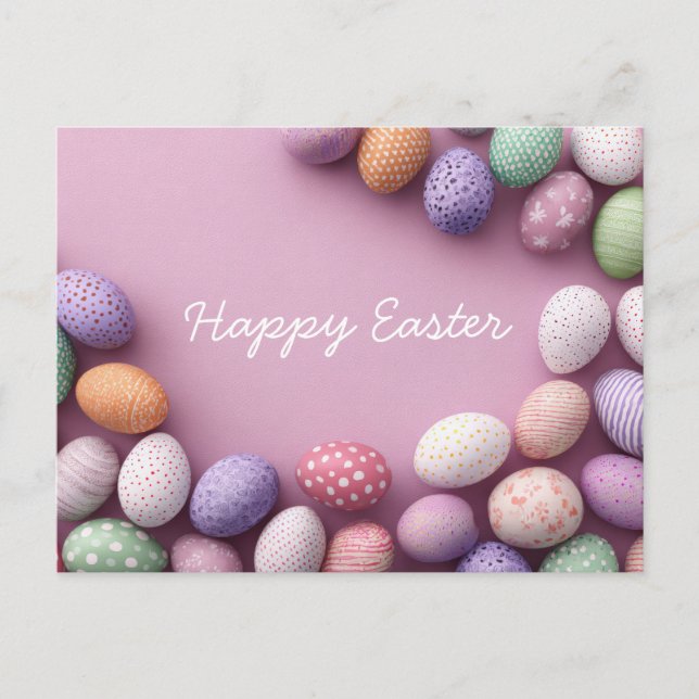 Cartão Postal Easter Postcard with Easter Eggs (Frente)