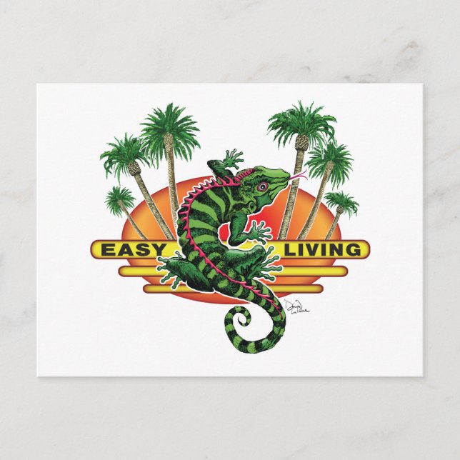 Cartão Postal Easy Living Lizard na praia (Frente)