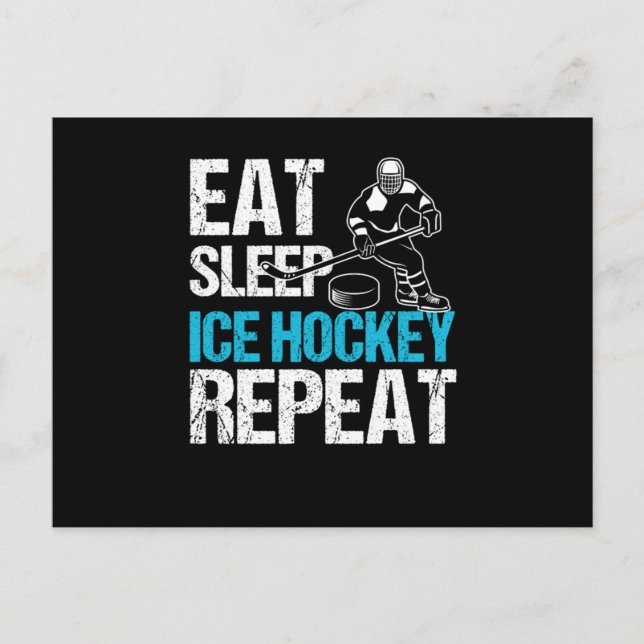 Cartão Postal Eat Sleep Ice Hockey Sports Ice Hockey Player Gift (Frente)