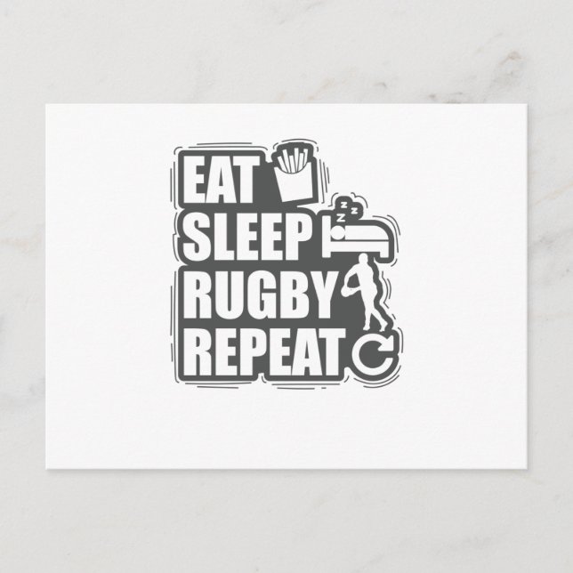 Cartão Postal Eat Sleep Rugby Repete Futebol Esporte (Frente)