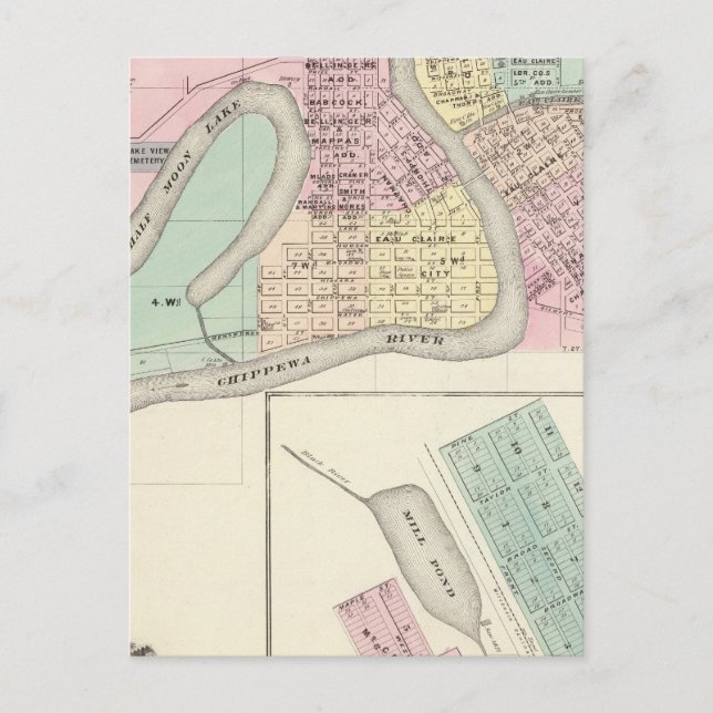 Cartão Postal Eau Claire e Medford (Frente)