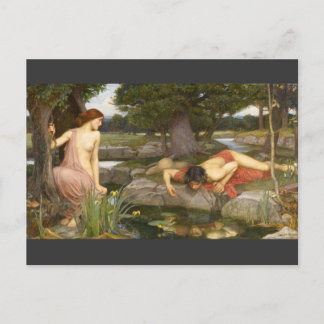 Cartão Postal Echo de pintura pré-raphaelita e Narciso