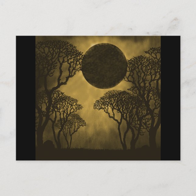 Cartão postal Eclipse Floresta Escura Dourada (Frente)