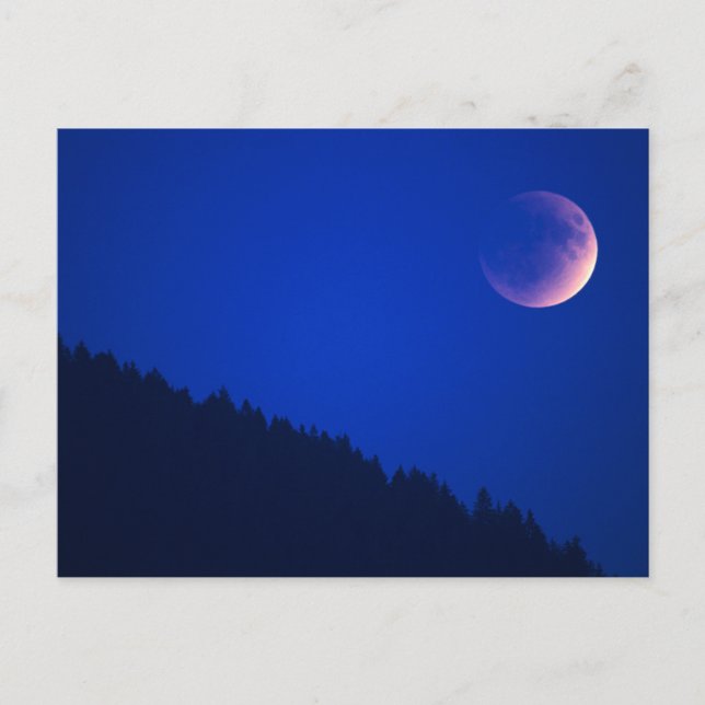 Cartão Postal Eclipse Lunar Sobre Floresta | Zug, Suiça (Frente)