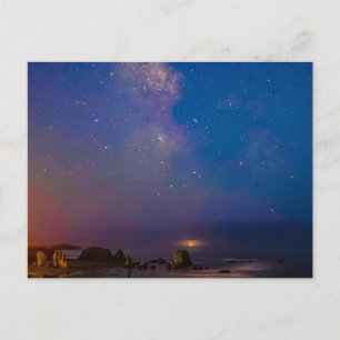 Cartão Postal Eclipse Lunar & Via Láctea   Praia de Bandon, Oreg