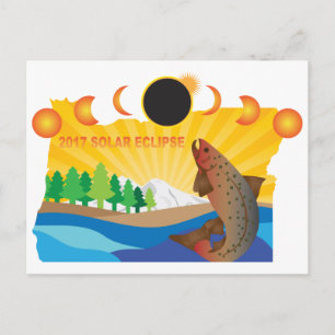 Cartão Postal Eclipse Solar 2017 Através Da Ilustração Do Map