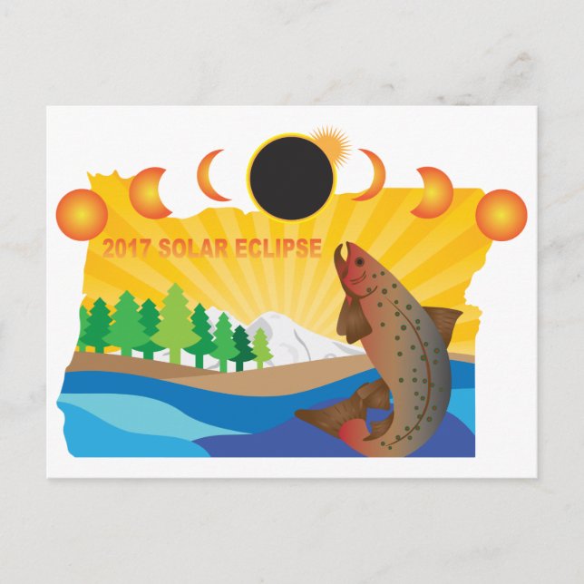 Cartão Postal Eclipse Solar 2017 Através Da Ilustração Do Mapa D (Frente)
