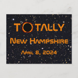 Cartão Postal Eclipse Solar 2024 Totalmente Nova Hampshire