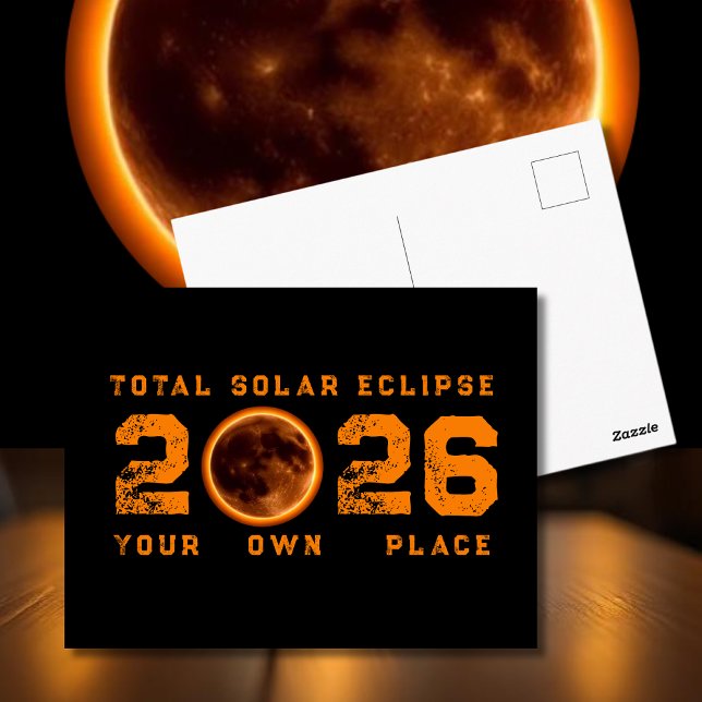 Cartão Postal Eclipse Solar Total 12 de Agosto de 2026 (Total Solar Eclipse August 12 2026 Postcard )