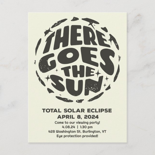 Cartão Postal Eclipse Solar Total 2024 Lá Vem o Sol (Frente)