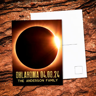 Cartão Postal Eclipse Solar Total Oklahoma 2024 Personalizado