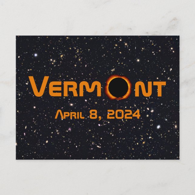 Cartão Postal Eclipse Solar Totalmente Vermont 2024 (Frente)