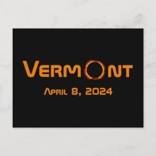 Cartão Postal Eclipse Solar Totalmente Vermont 2024