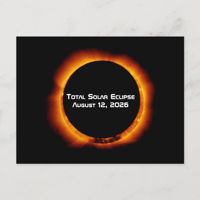 Cartão Postal Eclipse Total do Sol de 2026 (Frente)