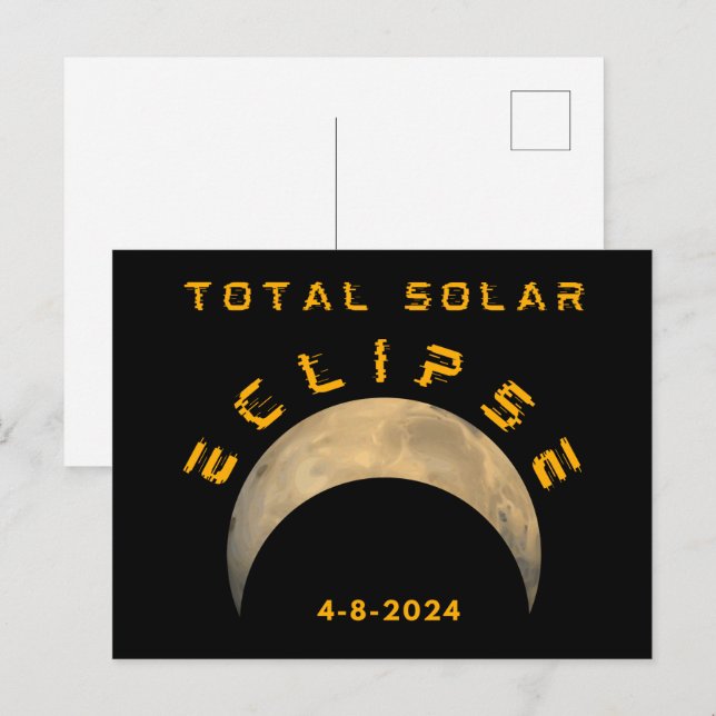 CARTÃO POSTAL ECLIPSE TOTAL DO SOL LUA SOL TERRA (Frente/Verso)