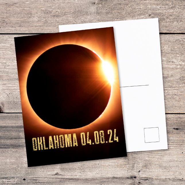 Cartão Postal Eclipse Total Oklahoma 2024 Eclipse Total Solar (Front/Back)