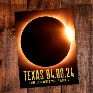 Cartão Postal Eclipse Total Texas 2024 Personalizado