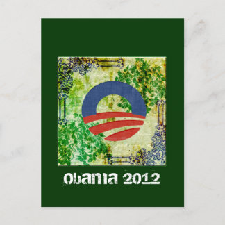 Cartão Postal Eco Grunge Obama 2012 Design de Reeleição
