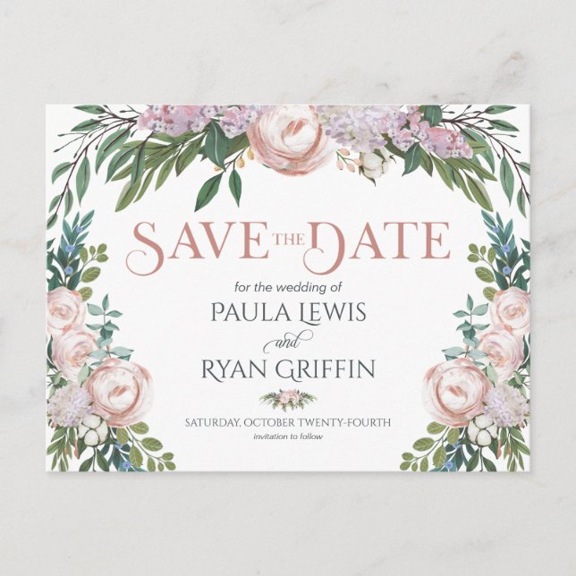 Cartão Postal Economias florais da flor da aguarela delicada a (Frente)