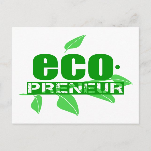 Cartão Postal Ecopreneur Com Folhas, Ramo E Hífen De Ponto (Frente)