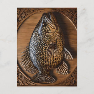Cartão Postal Ecos do rio: Impressão de madeira de Murray Cod,
