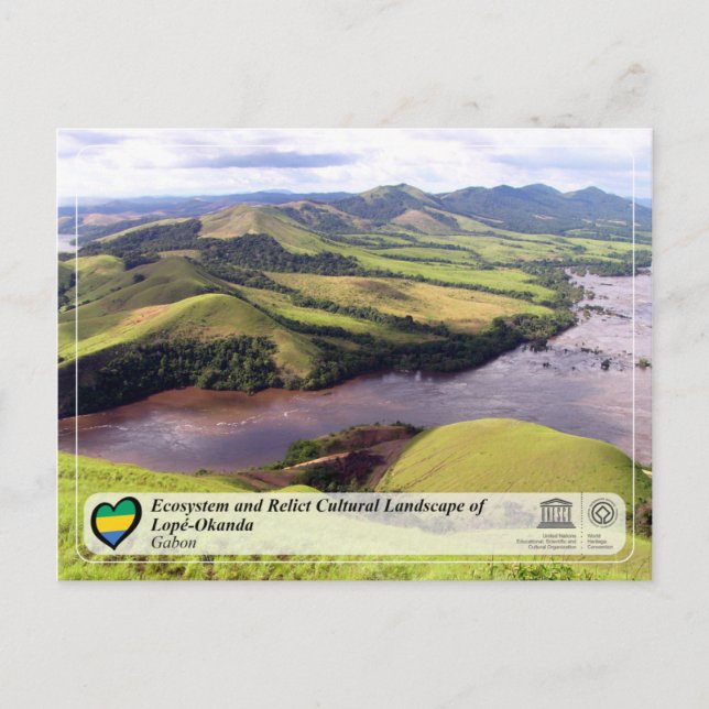 Cartão Postal Ecossistema e Paisagem Cultural de Lopé-Okanda (Frente)