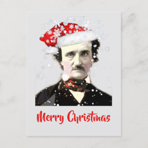Cartão Postal Edgar Allan Poe Presente de Natal Chapéu Floco de 