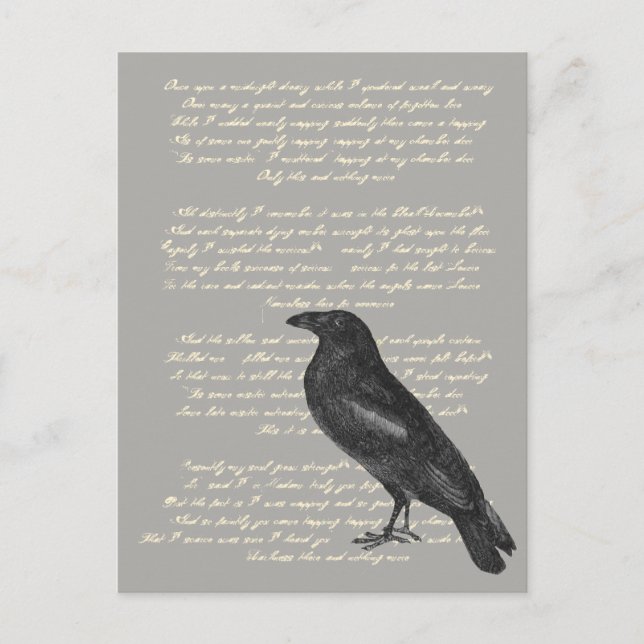 Cartão Postal Edgar Allan Poe "Raven" (Frente)