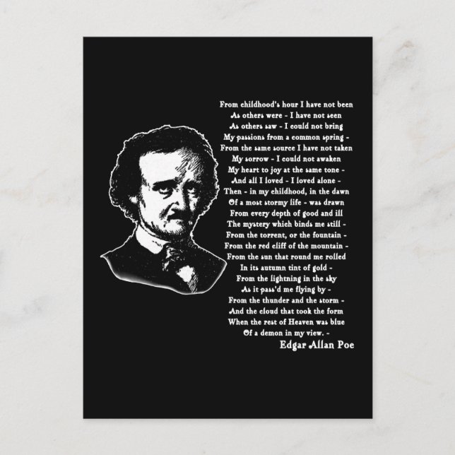 Cartão Postal Edgar Allan Poe SOZINHO (Frente)