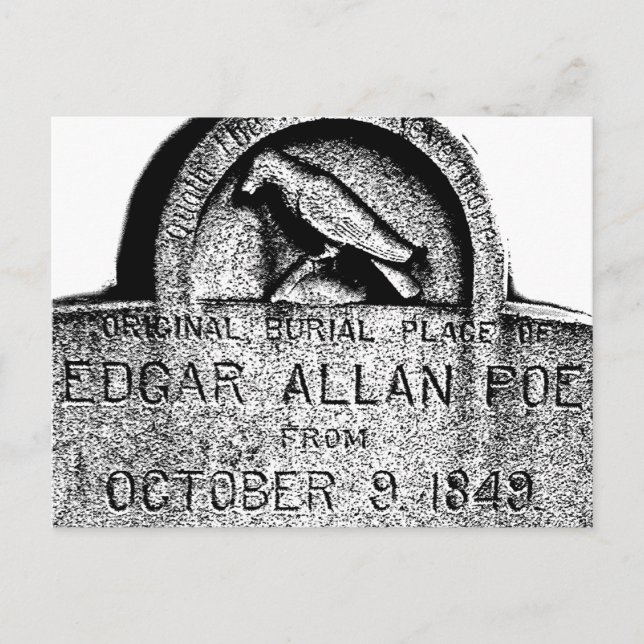 Cartão Postal Edgar Allan Poe Tombstone. Imagens assustadoras do (Frente)