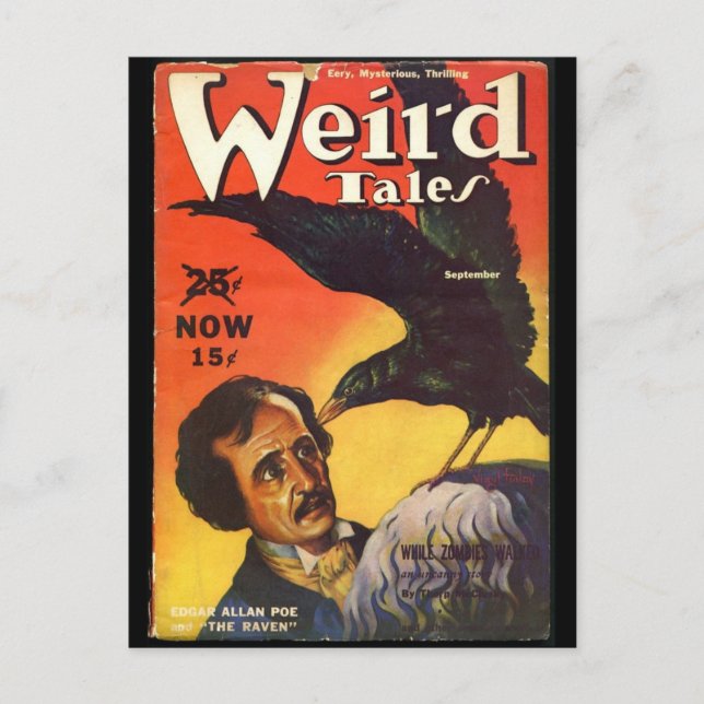 Cartão Postal Edgar Allan Poe Weird Tales Cobrir (Frente)