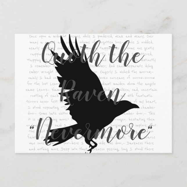 Cartão Postal Edgar Allen Poe O Cartão-Postal Raven (Frente)