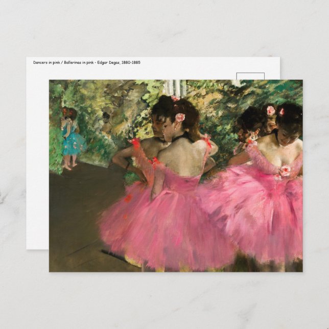 Cartão Postal Edgar Degas - Dançarinas em rosa (Frente/Verso)